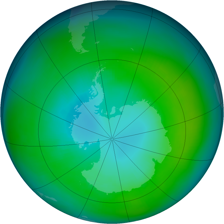 Antarctic ozone map for April 1980